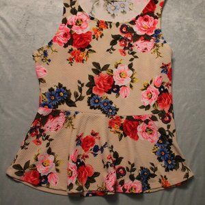 Fille Floral Stretchy Flare Top
